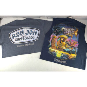 Lot of 2 Ron Jon Shirts Adult Men Medium Gray Blue Surf Shop Boards Beach